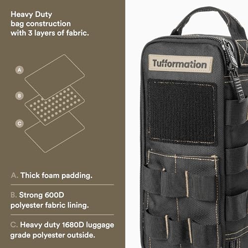 Tufformation Heavy Duty Small Tool Bag Pouch, Utility Organizer Case - color: Black