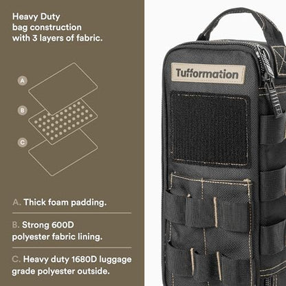 Tufformation Heavy Duty Small Tool Bag Pouch, Utility Organizer Case - color: Black