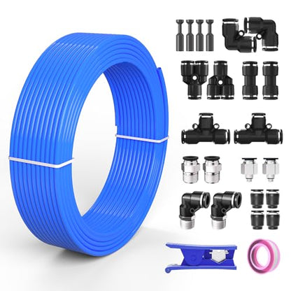 5/32 OD Inch 4mm Air Line Hose Tubing Kit Poly Airline Blue - color: Blue, size: 5/32" OD