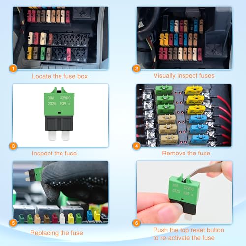 Nilight 6PCS Circuit Breaker Manual Resettable Fuse Assortment Kit - color: Resettable Standard Fuse