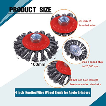 8 Pack 4 Inch Wire Wheels for Angle Grinder, with 5/8" Thread Arbor - style: 8 Pcs 4" Wheel Brush