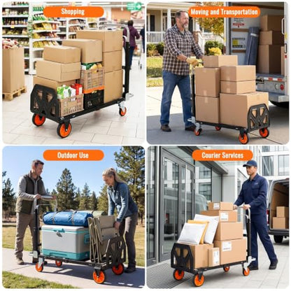 TLGREEN 3-in-1 Convertible Hand Truck, 600 lb, 4 Silent Wheels, Black - color: Black