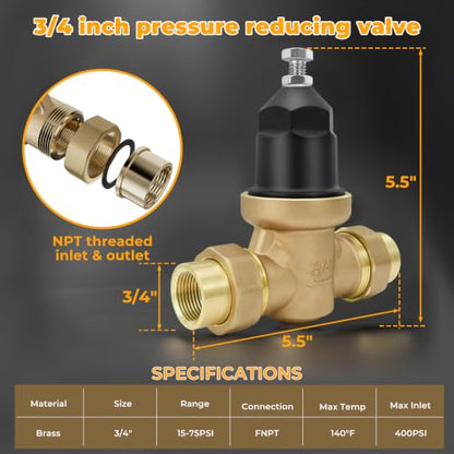 3/4‘’ NR3XL Water Pressure Reducing Valve With Double Union FNPT Connection