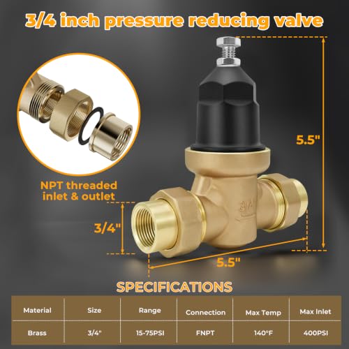 3/4‘’ NR3XL Water Pressure Reducing Valve With Double Union FNPT Connection
