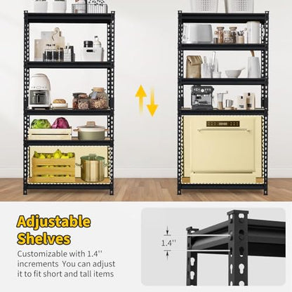 GarveeTech Heavy Duty Garage Shelving Unit, 48 in L x 18 in D x 72 in H - color: Black, size: 48" L x 18" W x 72" H
