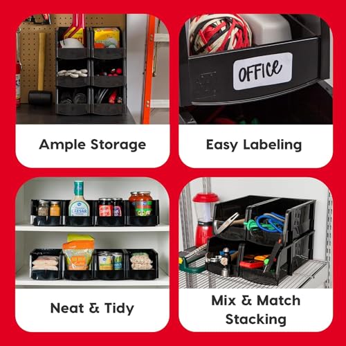 IRIS USA 12 Pack Stackable Storage Bins Open Front Plastic Organizer Caddy Basket, Hardware Crafts, Small Parts, Nuts/Bolts, Garage Tools, Jumbo - size: Jumbo - 12 pack
