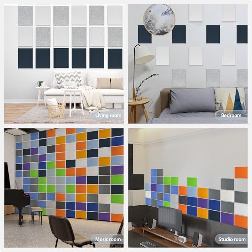 12 Pack Rectangle Acoustic Panels Self Adhesive Sound Proof Foam - color: Silver/Gray, size: Rectangle 16×12in 12pcs
