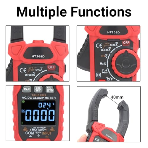 Digital Clamp Meter Multimeter HT208D 6000 Counts AC DC Voltage Current NCV Tester with Frequency Measurement