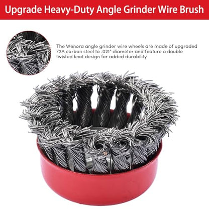12 Pack Wire Wheel for Angle Grinder, 4-1/2" Heavy Duty Carbon Steel Knotted Wire Brush, 5/8"-11 Arbor, Rapid Rust Removal & Polishing, Angle Grinder Wheel Brush Combo Set