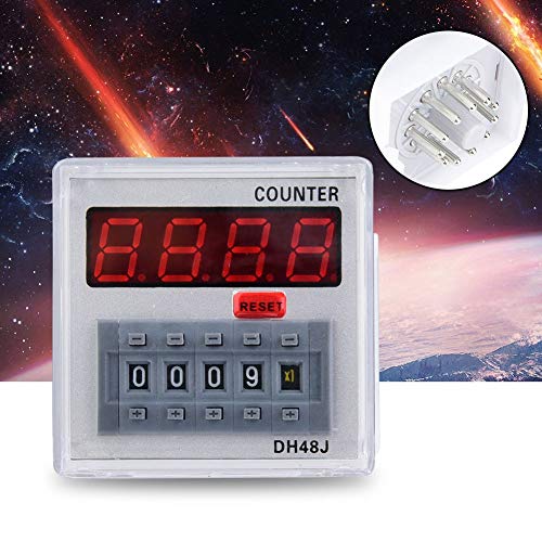 Digital Counter, 11-Pin Digital Counter Delay Time Relay DH48JA 1-999900 11-Pin LED Auto Display Digital Counter for Remote Control, Communication, Automatic Control(24V AC/DC)