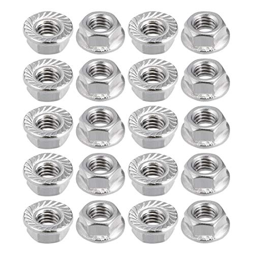 uxcell M6 Serrated Flange Hex Lock Nuts, 316 Stainless Steel, 20 Pcs - size: M6