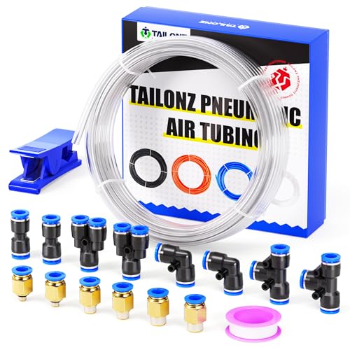 TAILONZ Clear 6mm OD 4mm ID PU Air Hose Pipe Tube Kit 10 Meter 32.8ft - color: Clear, size: 6mm OD/32.8ft/10m