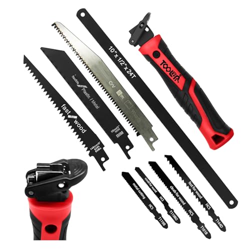 8-In-1 Multi Blades Hand Saw, Drywall, Hacksaw, Jab Saw & Wood Cutter Tool - color: 8-in-1 Red
