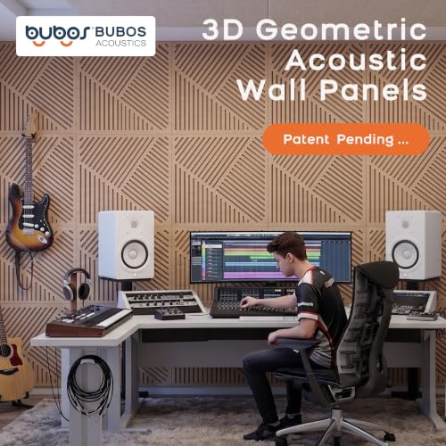 BUBOS 6 Pack 3D Wall Panels,23.6"x23.6" Acoustic Sound Absorbing Wall - color: Brwon