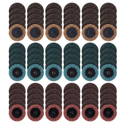 90PCS 2 inch Quick Change Assorted Grit Surface Conditioning Discs with 1/4" Shank Holder Snap-On Grinding Disc for Die Grinder Sanding Disc for Strip Polish Burr Finish-Fine Medium Coarse Set - style: 90PCS(Assorted Grit)