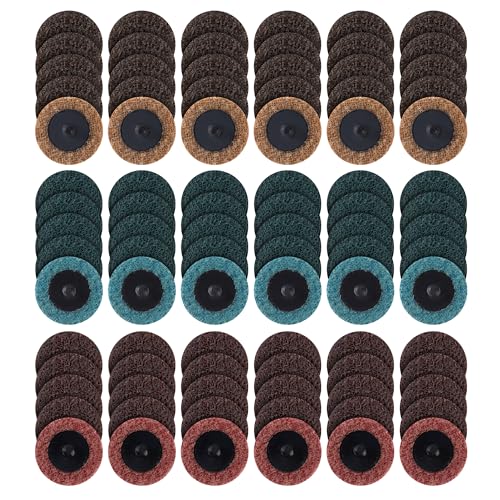 90PCS 2 inch Quick Change Assorted Grit Surface Conditioning Discs with 1/4" Shank Holder Snap-On Grinding Disc for Die Grinder Sanding Disc for Strip Polish Burr Finish-Fine Medium Coarse Set - style: 90PCS(Assorted Grit)