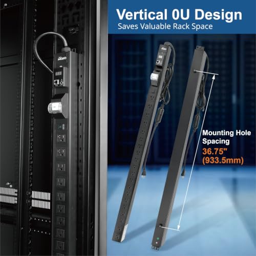 Tecmojo 20A 20-Outlet 0U Metered PDU, 5-15R/5-20R, RS485 Modbus RTU - size: 20 Outlet/5-15R+5-20R