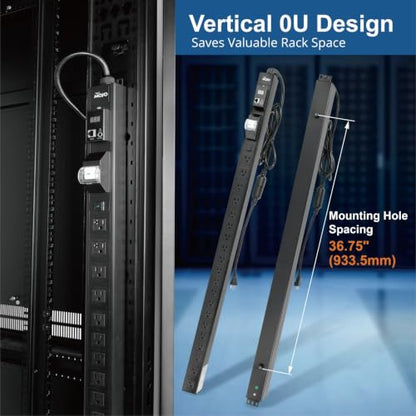 Tecmojo 20A 20-Outlet 0U Metered PDU, 5-15R/5-20R, RS485 Modbus RTU - size: 20 Outlet/5-15R+5-20R