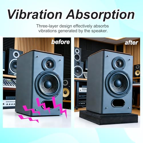 2-Pack Studio Monitor Speaker Noise Isolation Pads 3-Layer Acoustic Stand Riser Foam Subwoofer Isolation Pad Audio Vibration Platform Stabilizer (Medium - for 5-8 inches) - size: Medium - for 5-8 inches