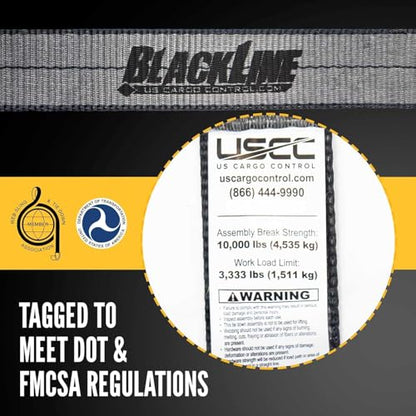 US Cargo Control Blackline Ratchet Straps Heavy Duty (4-Pack), 2 Inch x 18 Foot Black Ratchet Straps with Double J Hooks, 13,000 LBS Break Strength, Heavy Duty Tie Downs for Trucks and Trailers - size: 2" x 18' (Pack of 4)