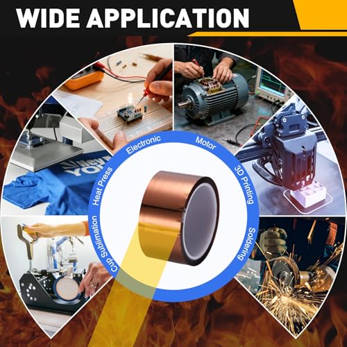 uxcell Heat Tape, 50mm x 33m (108ft) Polyimide Heat Transfer Sublimation Tape No Residue High-Temperature Resistant Tapes for Heat Press Soldering Circuit Board, Brown - size: 50mm x 33m (108ft)