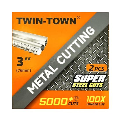 TWIN-TOWN 3 Inch Diamond Cutting Wheel for Metal with 3/8 Inch Arbor-2PCS - style: 3 x 3/8" 2PCS