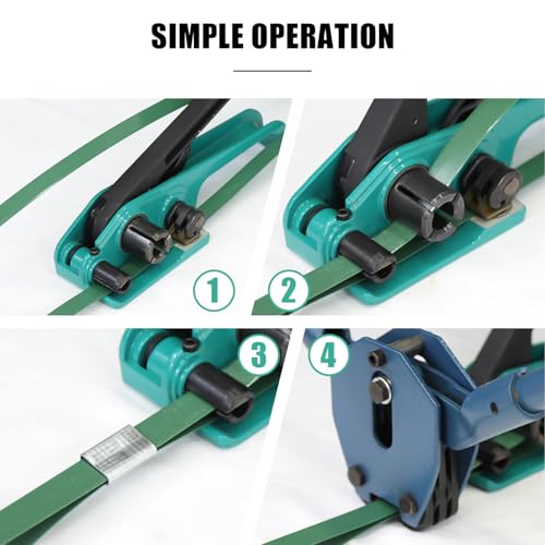 Heavy Duty Banding Strapping Tensioner & Cutter Manual Packaging Tools Windlass for 1/2"-3/4" Width Polyester Poly Strap(Green) - color: PET green, size: 1/2-3/4in