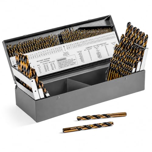Stark USA 115-Piece High-Speed Steel Drill Bit Set, HSS Jobber Length Twist Bits 1/16"–1/2", Fractional Drill Bits for Metal, Stainless Steel, Cast Iron, Wood & Plastic, Indexed Case - size: 115 PCS Set HSS