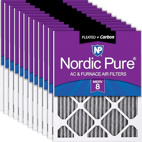 Nordic Pure 20x24x1 Pleated MERV 8 Plus Carbon Air Filters 12 Pack - style: MERV 8 + Carbon