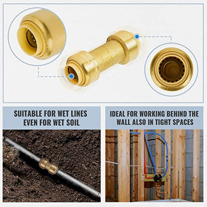 SUNGATOR Check Valve, 1/2 Inch Push-to-Connect Fittings, 6-Pack, Brass - size: 1/2 Inch, style: 6 Pack