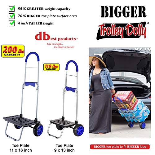dbest products Bigger Trolley Dolly, Blue Shopping Grocery Foldable Cart - color: Blue