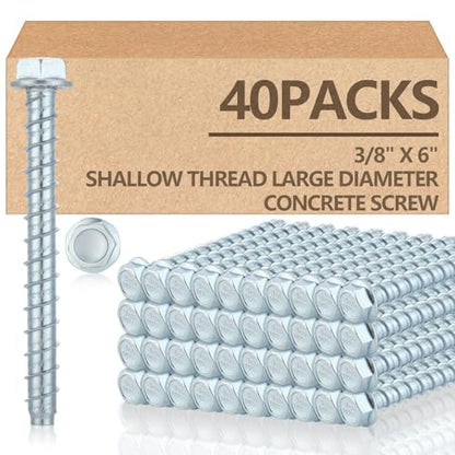 Tandefio 40 Pack 3/8 x 6 Concrete Anchors and Screw Kits Galvanized - size: 3/8" X 6"