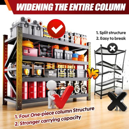 59" W Storage Shelves, 3T Adjustable Garage Shelving Unit, Rust Proof Large Metal Storage Rack, 20" Dx59 Wx54.3 H Industrial Shelving for Warehouse, Basement, Supermarket - size: 20"Dx59"Wx54.3"H