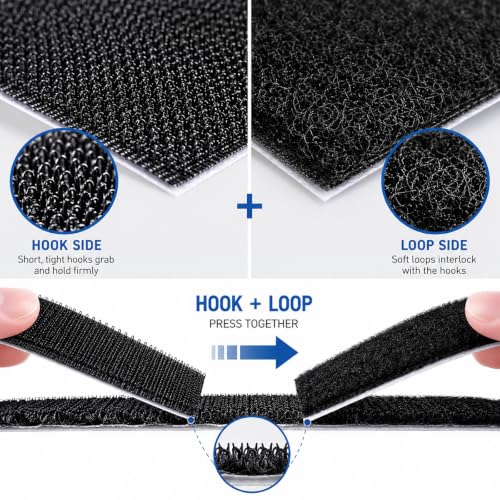 2 Inch Wide Heavy Duty Hook and Loop Tape Roll 16.4 Ft, Self Adhesive Strips with Strong Sticky Back, Removable Fastener for Wall Mounting, Home Organization, Car, No Residue - size: 2 in wide x 16.4 ft long