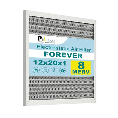 12x20x1 Reusable Air Filter, Electrostatic HVAC Air Filter, Lasts a Lifetime, Washable, Enjoy Fresher Air in Home and Office, MERV 8 (Actual Size:11.69x19.8x0.8Inch) - size: 20" x 12" x 1"