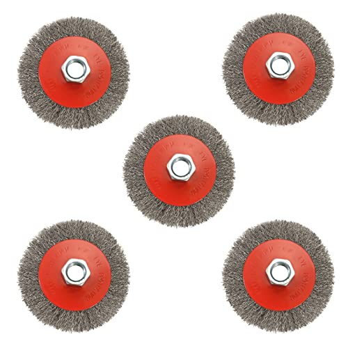 AUPREX 5 Pack 4 Inch Coarse Crimped Wire Wheel Brush for Angle Grinder with 5/8 Inch-11 Threaded Arbor - 0.014 Inch Carbon Steel Wire -Light Duty Conditioning for Metals - size: 4 Inch