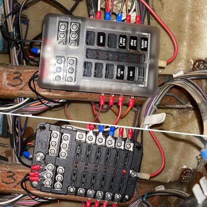 12 Way Fuse Block Box 12V/24V DC, ATC/ATO Fuse Panel with LED Indicator for Marine Boat Automotive Motorcycle - style: 12 Way