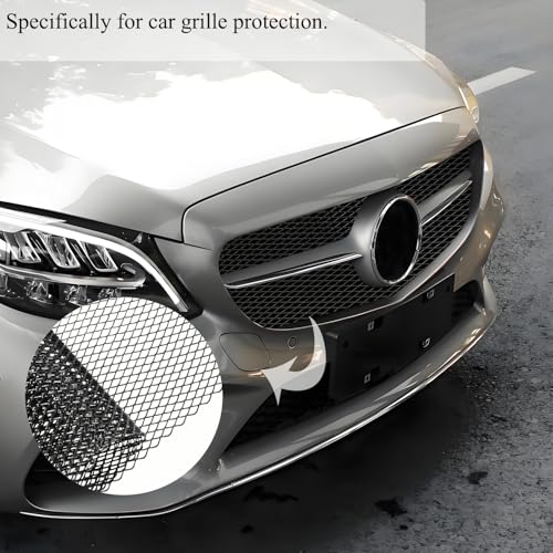 Universal Car Grill Mesh 40" x 13", Black-Painted Aluminum Alloy Automotive Grille Insert, Multifunctional Grille Mesh Roll (black, 6x12mm Rhombic Hole)