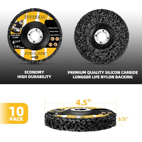 10 Pack 4.5 inch Strip Discs for Angle Grinder, Wire Stripping Wheel Paint Remover for Metal Surfaces, Abrasive Wheels Grinding Discs for Rust Welds Oxidation (4-1/2" x 7/8"), Black - size: 4.5‘’