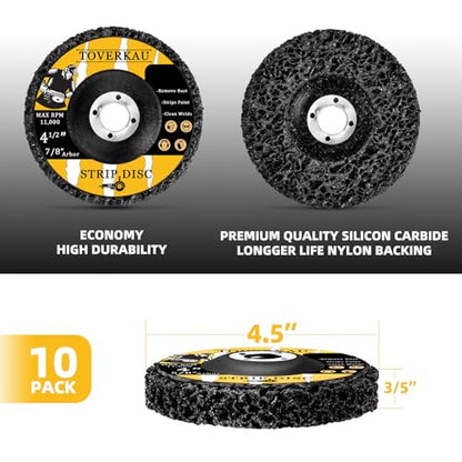 10 Pack 4.5 inch Strip Discs for Angle Grinder, Wire Stripping Wheel Paint Remover for Metal Surfaces, Abrasive Wheels Grinding Discs for Rust Welds Oxidation (4-1/2" x 7/8"), Black - size: 4.5‘’
