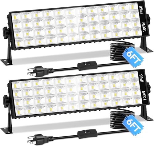 11000LM Shop Light Plug in with Switch, IP66 Bay Light for Garage Workbench - size: 2 Pack
