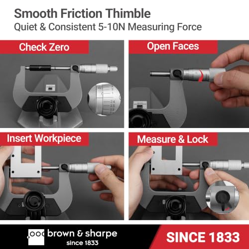 Brown & Sharpe 2-3" Outside Micrometer, 0.001" Graduation, Carbide Faces - size: 2-3 Inch