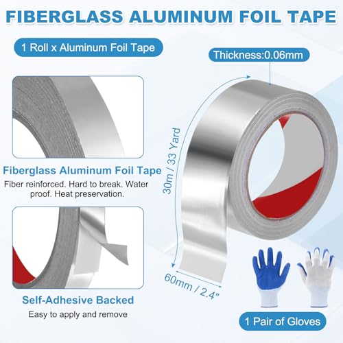 MECCANIXITY Alum um Foil Tape, 33 Ftx2.4 x2.4mil Heavy Duty HVAC Tape - size: 33 ftx2.4inx2.4mil