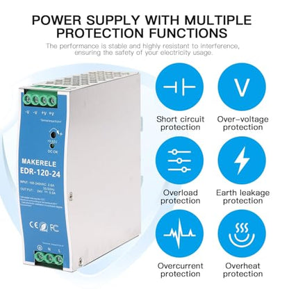 MAKERELE 120W 24V AC to DC DIN Rail Power Supply - style: 120W-24V
