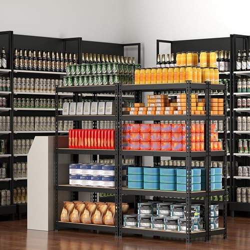 WORKPRO Shelving with MDF Board, 27-2/5"W x 11-7/10"D x 60" H, 1650LBS Load - color: Black, size: 27.4"W x 11.7"D x 60"H