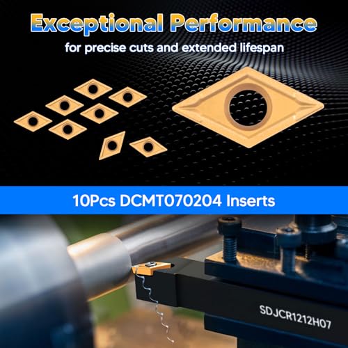 Indexable Lathe Turning Tools 14pcs Kit，1/2'' 12mm Shank - style: 4pcs 1/2" 12mm Shanks +10pcs Inserts