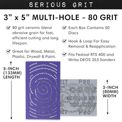Serious Grit - 3x5 (80x133mm) P80 Grit Ceramic Sanding Sheets - 50 Pack - style: 80 Grit