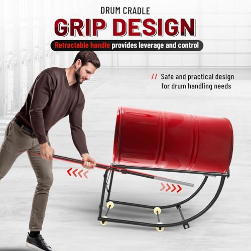 KUAFU 55 Gallon Drum Cradle 600lbs Drums Dolly Cart Drum Dispensing Stand
