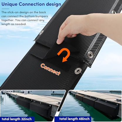 Dock Bumper,Dock Bumper Guard with Screws,Boat Dock Bumper for Boat Dock Vertical Pole Post or Corner Dock,PVC Piling Bumper-Post Bumper for Horizontal Deck or Pier Fenders - style: Carbon Fiber Black 3Pack Total 48IN