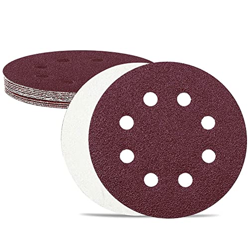 Utoolmart 10pcs 7 Inch 8 Hole Hook and Loop Sanding Disc 2000Grit Flocking Sandpaper for Random Orbit Sander - size: 2000 Grit